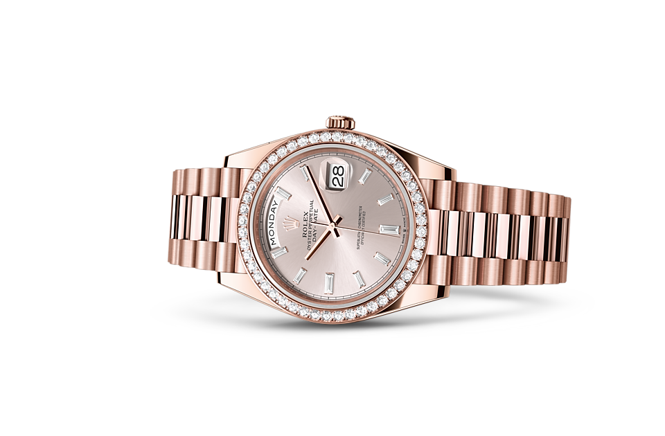 Rolex - DAY-DATE - Oyster, 40 mm, or Everose et diamants