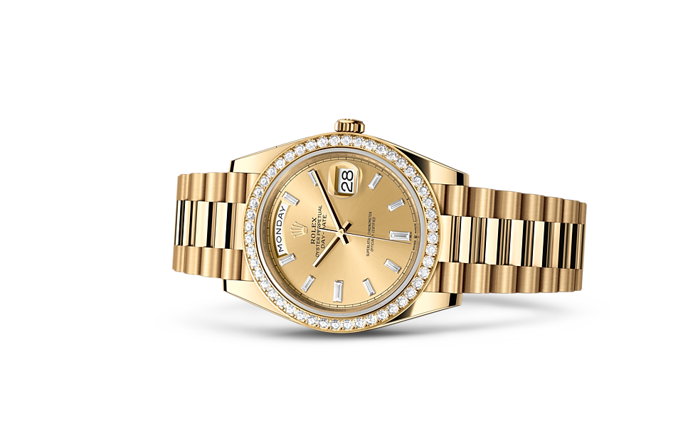 Rolex - DAY-DATE - Oyster, 40 mm, or jaune et diamants