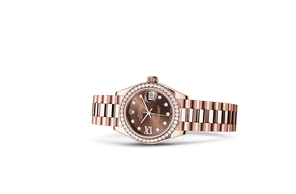 Rolex - LADY-DATEJUST - Oyster, 28 mm, Everose gold and diamonds