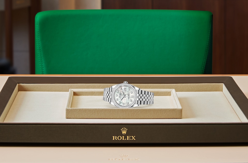 Rolex - DATEJUST - Oyster, 36 mm, Oystersteel, white gold and diamonds