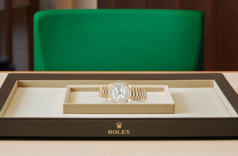 Rolex - DATEJUST - Oyster, 31 mm, or jaune et diamants